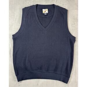 Cutter & Buck Men’s Vest Large Navy Blue Cotton V-Neck Sleeveless Sweater